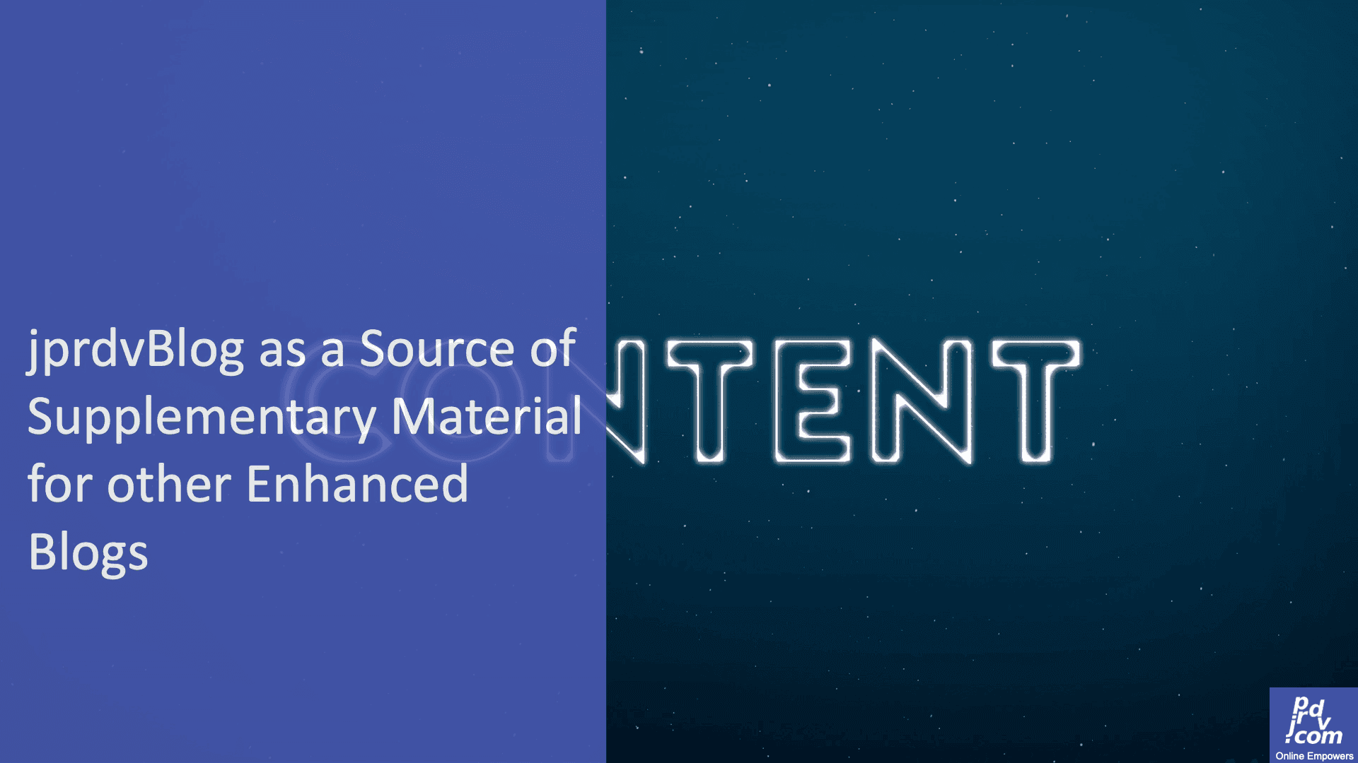 jprdvBlog as a Source of Supplementary Material for other Enhanced Blogs